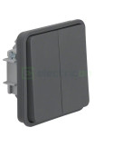 Mecanism - întrerupător dublu - 10A - exterior - gri mat - IP55 - Berker W.1 - 50423515
