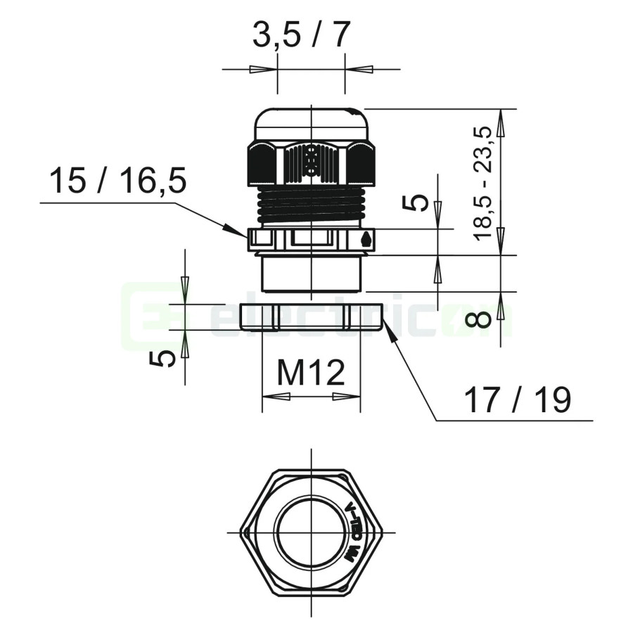Presetupă, filet M12 x 1.5, gri deschis, OBO Bettermann, 2022762