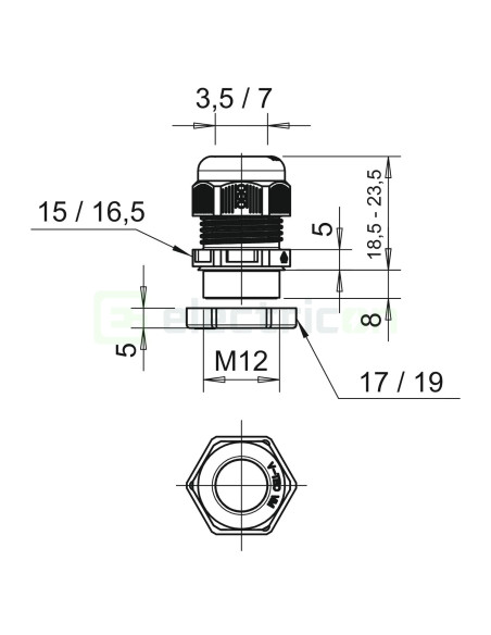 Presetupă, filet M12 x 1.5, gri deschis, OBO Bettermann, 2022762