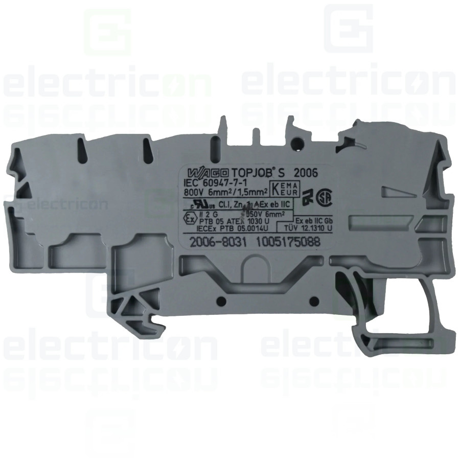 Conector Wago 6 mm² Clema sir derivatie 1×6 mm², 6×1,5 mm² . cu capac gri, Wago, 2006-8031 – montaj rapid și sigur în aplicații 