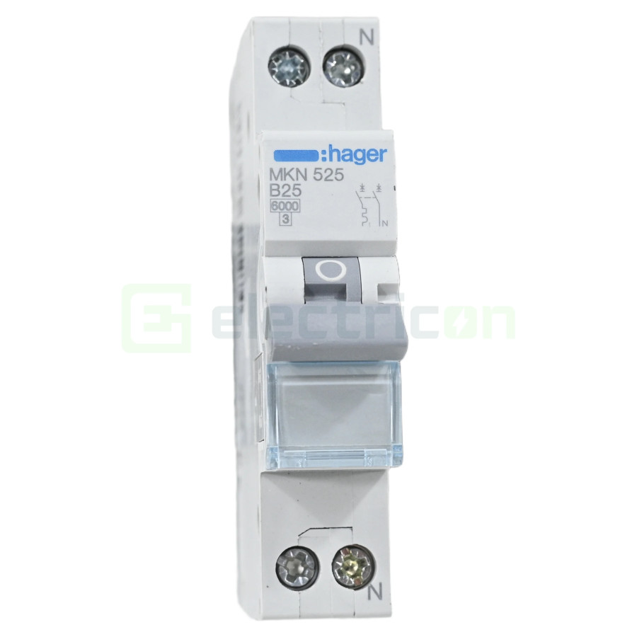 MCB - Siguranță automată - disjunctor - curba B 25A 6kA 1P+N 1M Hager MKN525