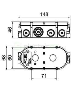 Doză aparataj dublă, sub tencuială,UG 46-DV,  2xØ60 mm,  pentru țevi 20/25 mm, OBO Bettermann 2003722 2
