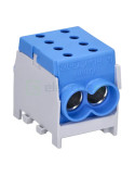 Clemă de derivație Cu-Cu 1P 4 conexiuni (2x70mm² + 2x70mm²) fixare pe șină DIN albastru - Hager KH70B