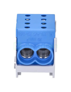 Clemă de derivație 70mm² Clema de derivatie, 1P, fixare pe sina DIN, 10-70mm², albastru, Hager, KH70B – montaj rapid și sigur în 2