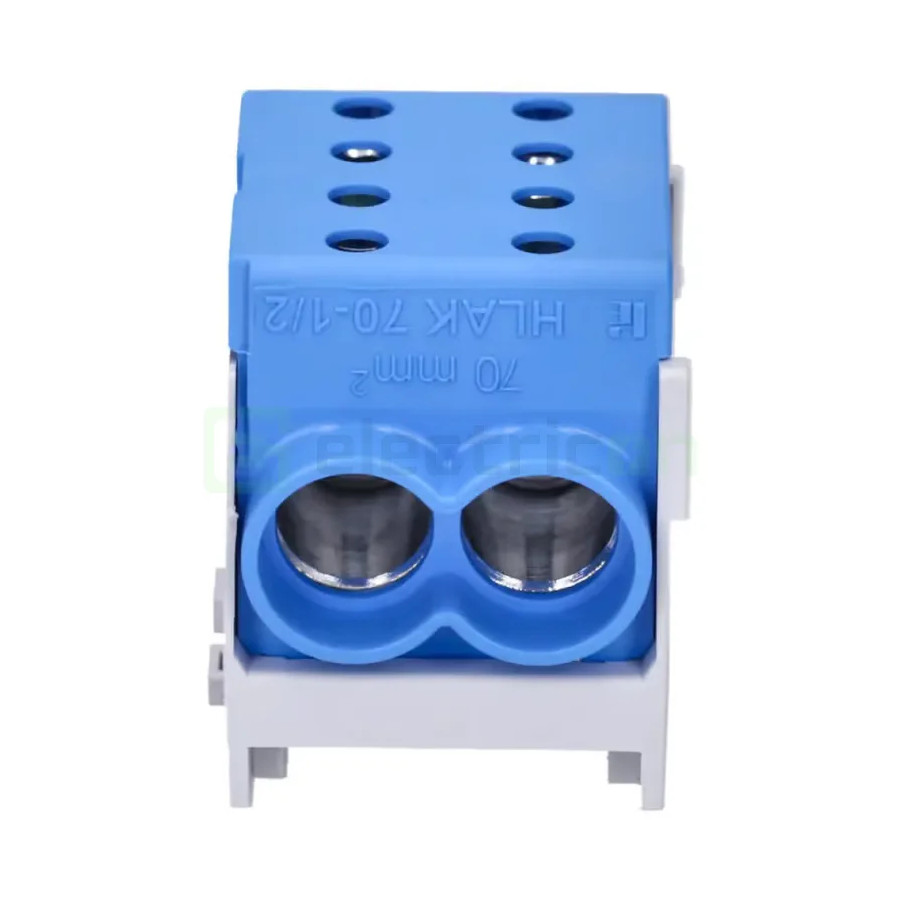 Clemă de derivație 70mm² Clema de derivatie, 1P, fixare pe sina DIN, 10-70mm², albastru, Hager, KH70B – montaj rapid și sigur în