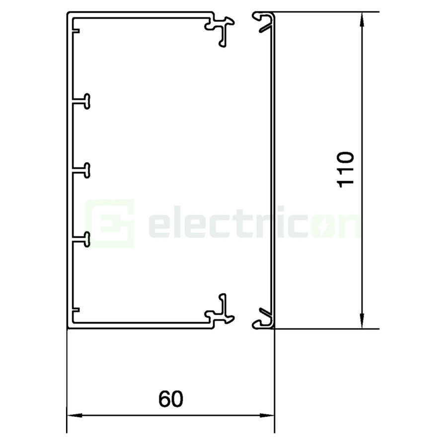 Canal cablu rezistent la intemperii . stabil UV, 60x110, alb, Hager, LFE6011009016 - Electricon.ro