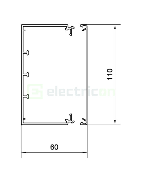 Canal cablu rezistent la intemperii . stabil UV, 60x110, alb, Hager, LFE6011009016 - Electricon.ro