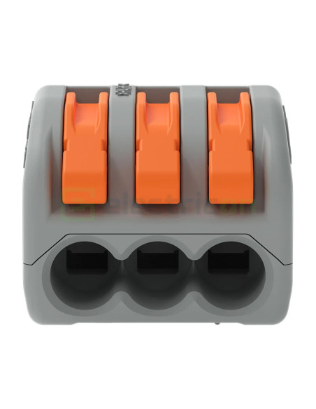 Conector Wago 4 mm² Clema de legatură pentru fir lițat, 3x0.08-4 mm², Wago, 222-413 – montaj rapid și sigur în aplicații electri