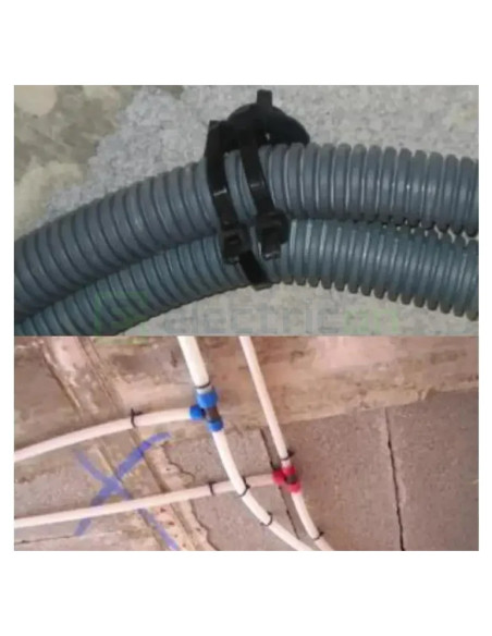 Suport bride plastic cu bridă preasamblată 4.8x286 mm, negru, Celo, 94TBBL