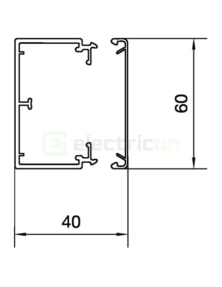 Canal cablu PVC pentru aplicare exterioara, rezistent UV, alb, LFE 40x60 mm, Hager, LFE4006009016 - Electricon.ro