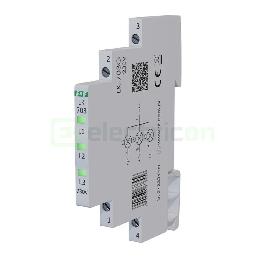 Indicator LED modular verde Slim trifazic 230 V LK‑703G