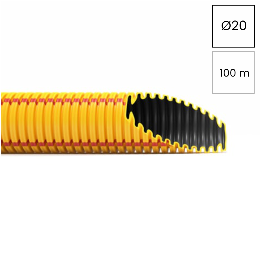Copex tub protecție EMC Kouvidis SUPERFLEX PLUS ISR 20mm 320N galben-rosu electric rola 100m 2053020