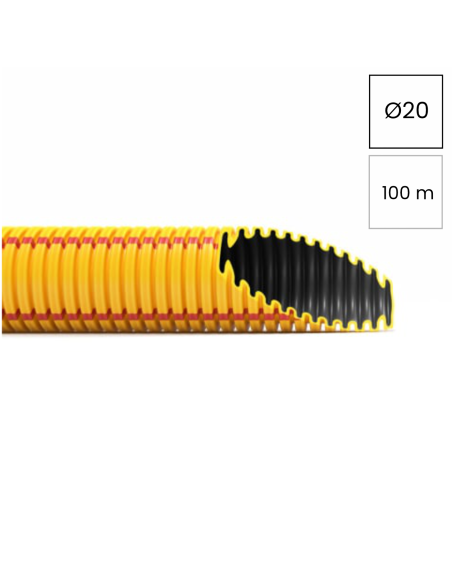 Copex tub protecție EMC Kouvidis SUPERFLEX PLUS ISR 20mm 320N galben-rosu electric rola 100m 2053020
