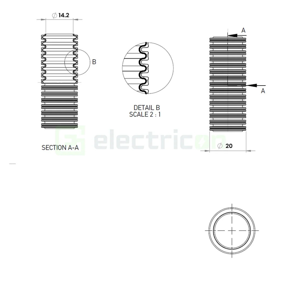 copex tub corugat Kouvidis SUPERFLEX PLUS ISR 20mm 320N galben-rosu EMC electric 100m 2053020