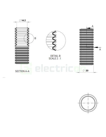 copex tub corugat Kouvidis SUPERFLEX PLUS ISR 20mm 320N galben-rosu EMC electric 100m 2053020