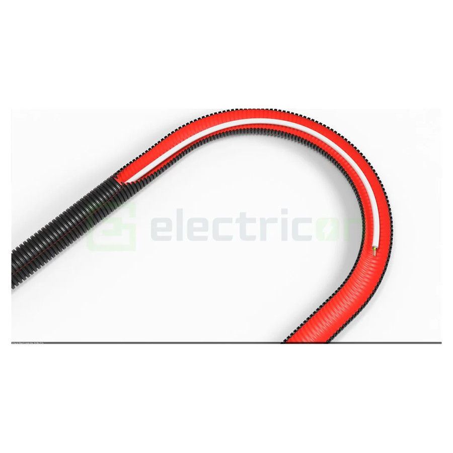 Copex tub flexibil Kouvidis DUROFLEX PLUS ISR 25mm 750N UV rezistent negru-rosu telecomunicații 25m 2051025