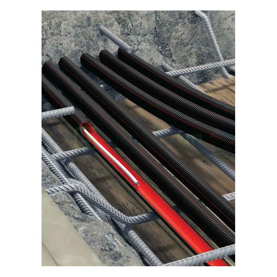 Copex tub flexibil Kouvidis DUROFLEX PLUS ISR 25mm 750N UV rezistent negru-rosu rola 25m 2050025