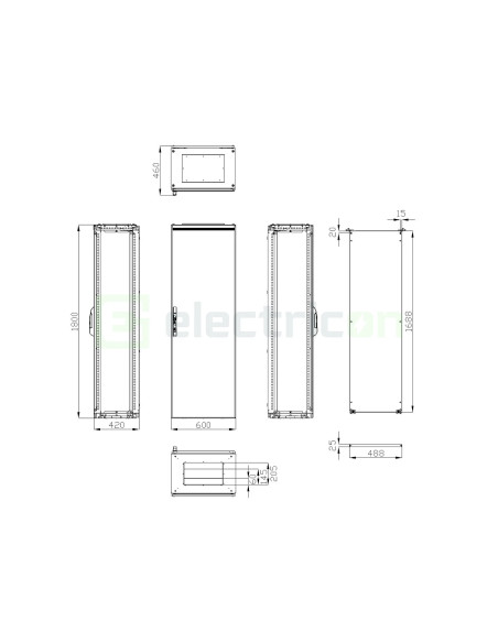 Dulap compact cu o uşă, 1800x600x400mm, RAL 7035 IP65, Schrack, KT186040 - Electricon.ro