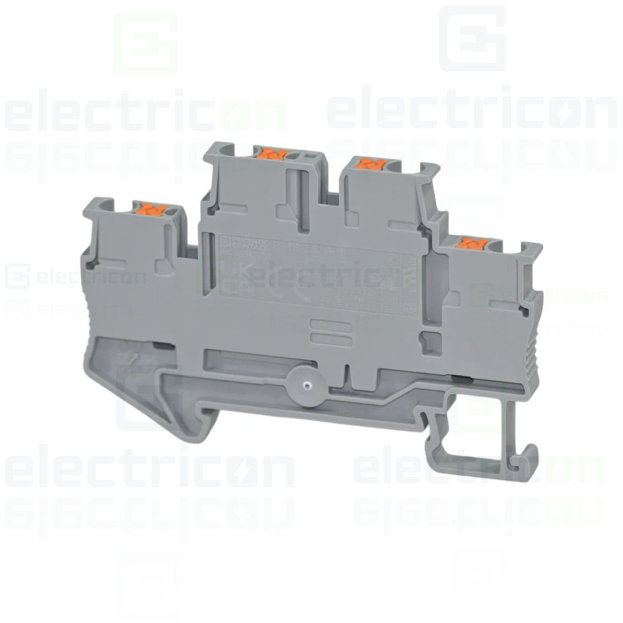 Clemă de derivație 5 mm² Clema șir, cu 2 etaje, 4 conexiuni, 0,14 - 2,5 mm², PTTB 2,5, gri, Phoenix Contact, 3210567 – montaj ra