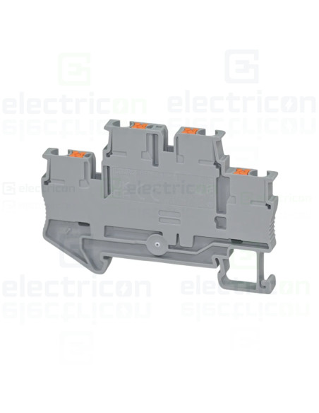 Clemă de derivație 5 mm² Clema șir, cu 2 etaje, 4 conexiuni, 0,14 - 2,5 mm², PTTB 2,5, gri, Phoenix Contact, 3210567 – montaj ra