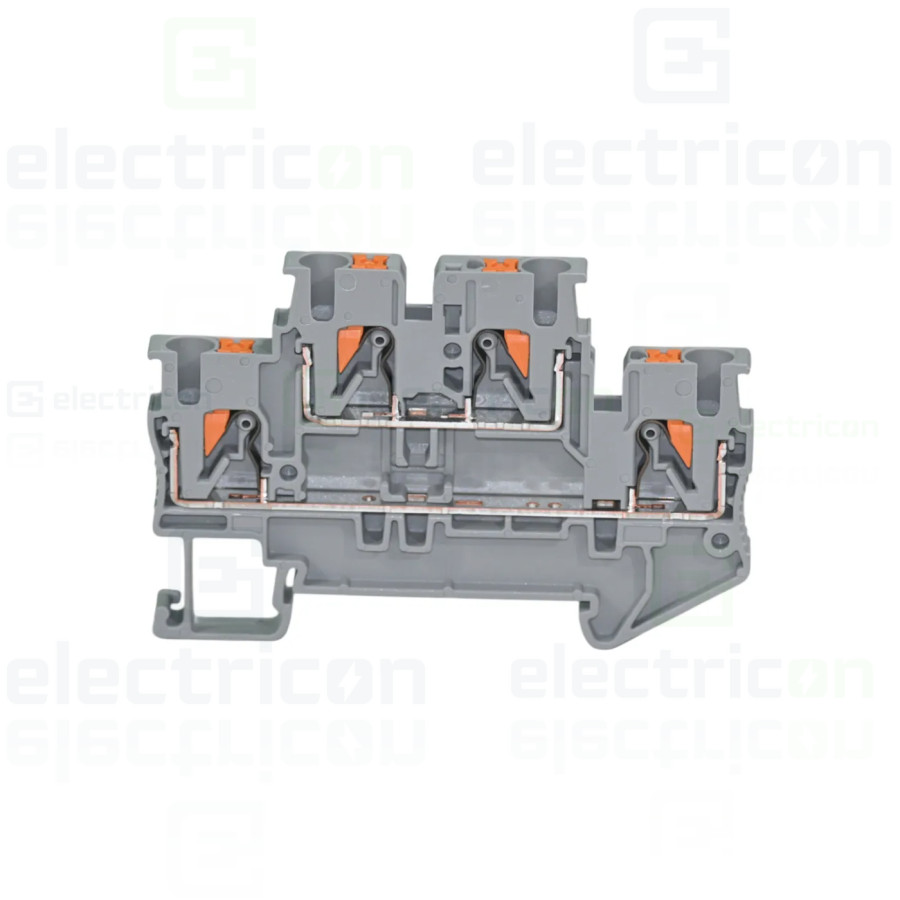 Clemă de derivație 5 mm² Clema șir, cu 2 etaje, 4 conexiuni, 0,14 - 2,5 mm², PTTB 2,5, gri, Phoenix Contact, 3210567 – montaj ra