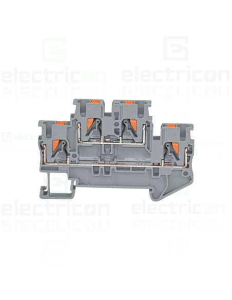 Clemă de derivație 5 mm² Clema șir, cu 2 etaje, 4 conexiuni, 0,14 - 2,5 mm², PTTB 2,5, gri, Phoenix Contact, 3210567 – montaj ra