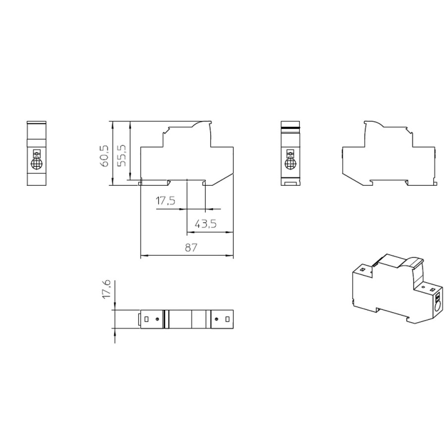 Soclu sigurante fuzibil DC, compatibil sigurante fuzibile CH 10x38, 1000V/20A, negru, PT 10,3-HESI 1000V, Phoenix Contact, 30621