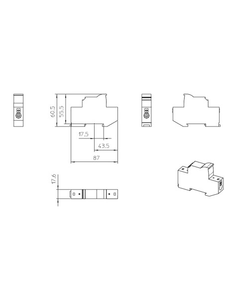 Soclu sigurante fuzibil DC, compatibil sigurante fuzibile CH 10x38, 1000V/20A, negru, PT 10,3-HESI 1000V, Phoenix Contact, 30621