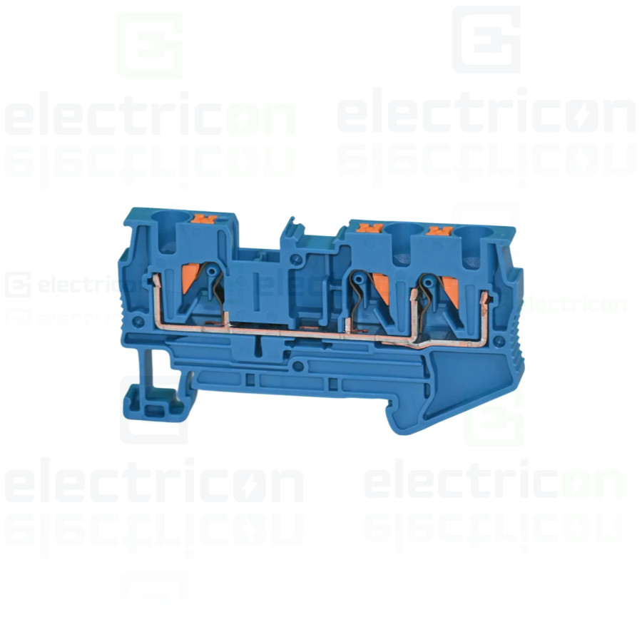 Clemă de derivație 4 mm² Clema șir, de trecere, 3 conexiuni, 4 mm²,albastru, PT 4-TWIN BU, Phoenix Contact, 3211775 – montaj rap