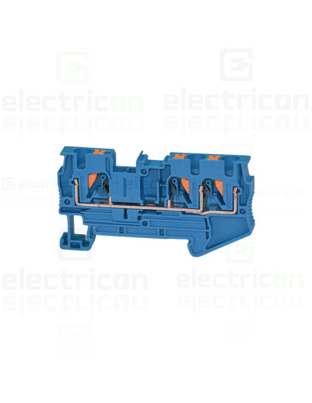 Clemă de derivație 4 mm² Clema șir, de trecere, 3 conexiuni, 4 mm²,albastru, PT 4-TWIN BU, Phoenix Contact, 3211775 – montaj rap