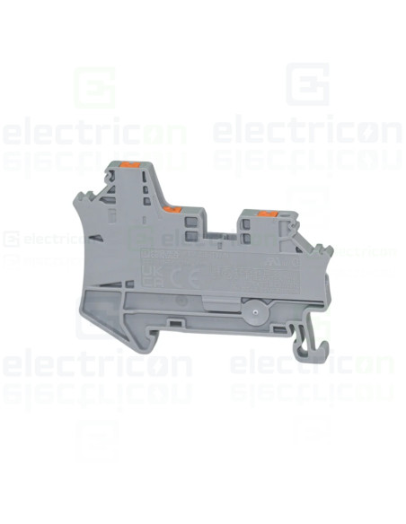 Clemă de derivație 5 mm² Clemă șir de trecere, 3 conexiuni, 2,5 mm², gri, PTV 2,5 TWIN, Phoenix Contact, 1078966 – montaj rapid 