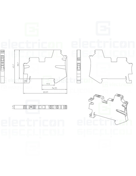Clemă de derivație 5 mm² Clemă șir de trecere, 3 conexiuni, 2,5 mm², gri, PTV 2,5 TWIN, Phoenix Contact, 1078966 – montaj rapid 
