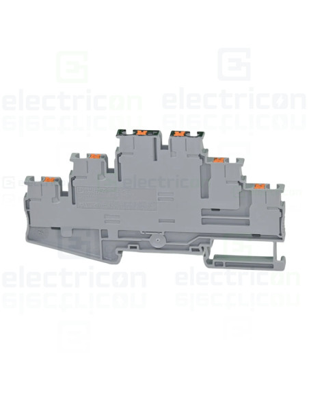 Clemă de derivație 4 mm² Clema șir, cu 3 etaje, 6 conexiuni, 0,14-4 mm²,gri, PT 2,5-3PV, Phoenix Contact, 3210512 – montaj rapid