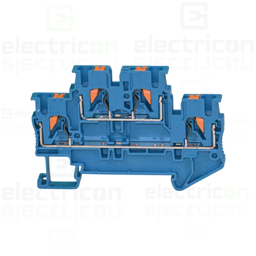 Clemă de derivație 5 mm² Clema șir, cu 2 etaje, 4 conexiuni, 0,14 - 2,5 mm², PTTB 2,5 BU, albastru, Phoenix Contact, 3210570 – m