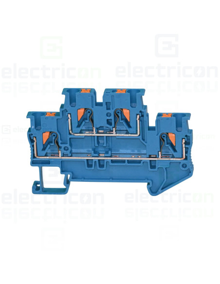 Clemă de derivație 5 mm² Clema șir, cu 2 etaje, 4 conexiuni, 0,14 - 2,5 mm², PTTB 2,5 BU, albastru, Phoenix Contact, 3210570 – m