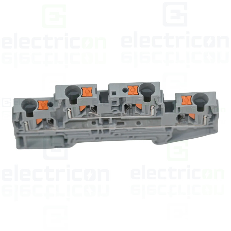 Clemă de derivație 4 mm² Clema șir, cu 2 etaje, 4 conexiuni, 0,2 - 4 mm²,gri, PTTB 4, gri, Phoenix Contact, 3211786 – montaj rap