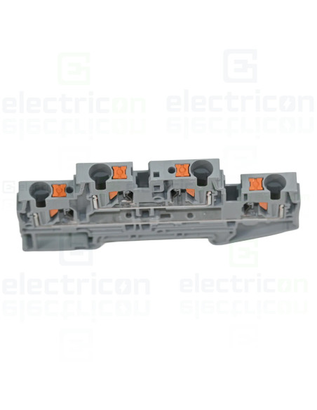 Clemă de derivație 4 mm² Clema șir, cu 2 etaje, 4 conexiuni, 0,2 - 4 mm²,gri, PTTB 4, gri, Phoenix Contact, 3211786 – montaj rap