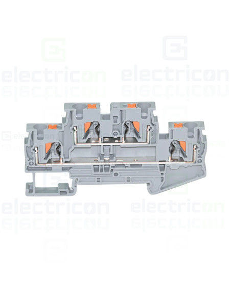 Clemă de derivație 4 mm² Clema șir, cu 2 etaje, 4 conexiuni, 0,2 - 4 mm²,gri, PTTB 4, gri, Phoenix Contact, 3211786 – montaj rap