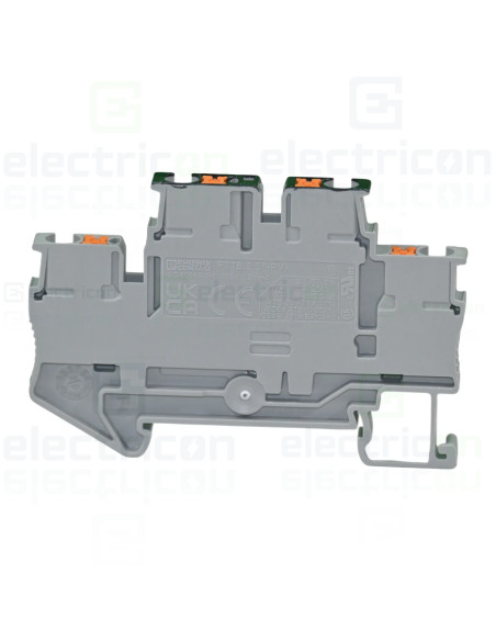 Clemă de derivație 4 mm² Clema șir, cu 2 etaje, 4 conexiuni, 0,14 - 4 mm²,gri, PTTB 2,5-PV, gri, Phoenix Contact, 3210583 – mont