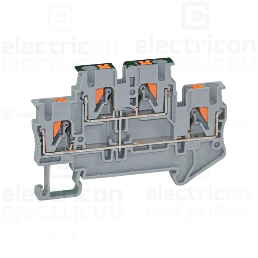 Clemă de derivație 4 mm² Clema șir, cu 2 etaje, 4 conexiuni, 0,14 - 4 mm²,gri, PTTB 2,5-PV, gri, Phoenix Contact, 3210583 – mont