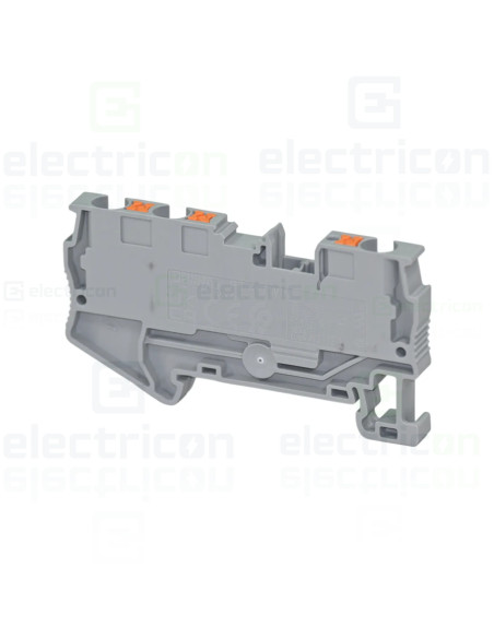 Clemă de derivație 4 mm² Clema șir, de trecere, 3 conexiuni, 4 mm²,gri, PT 4-TWIN, Phoenix Contact, 3211771 – montaj rapid și si