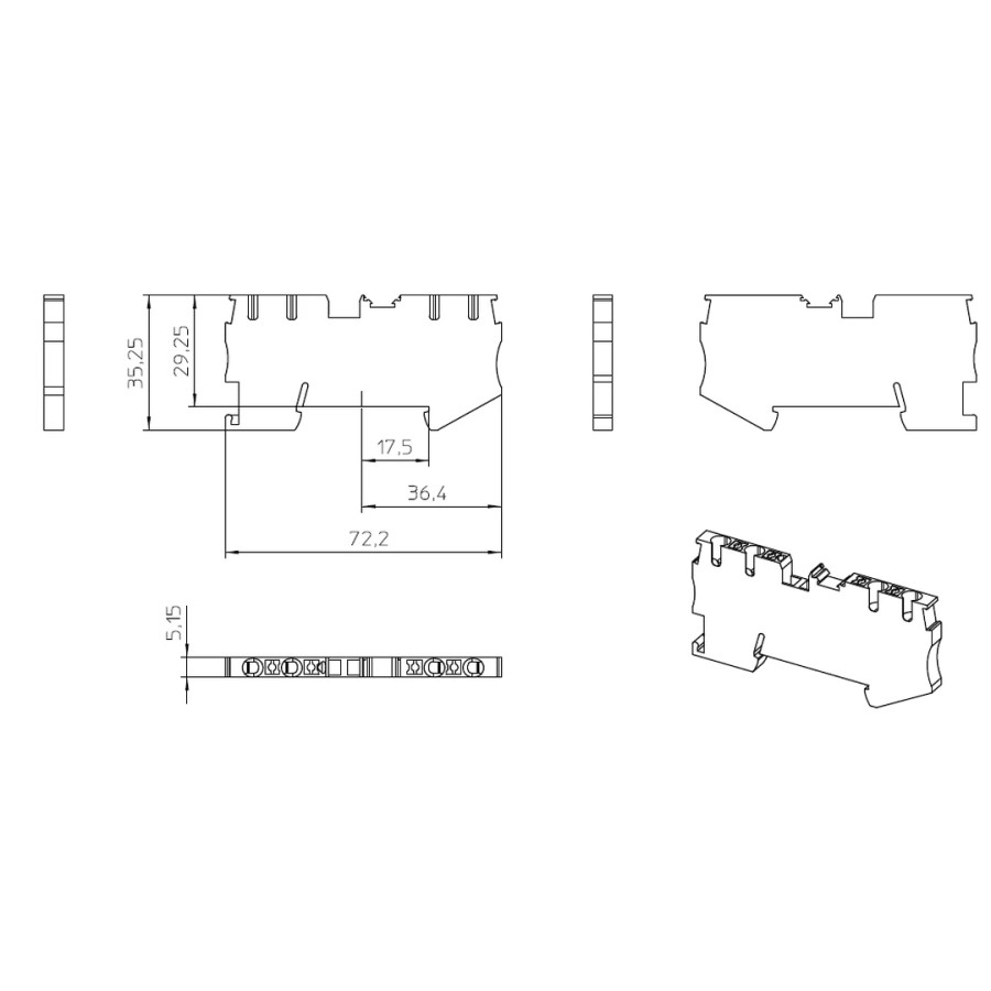 Clemă de derivație 4 mm² Clema șir, de trecere, 4 conexiuni, 0,14-4 mm²,albastru, PT 2,5-QUATTRO-BU, Phoenix Contact, 3209581 – 
