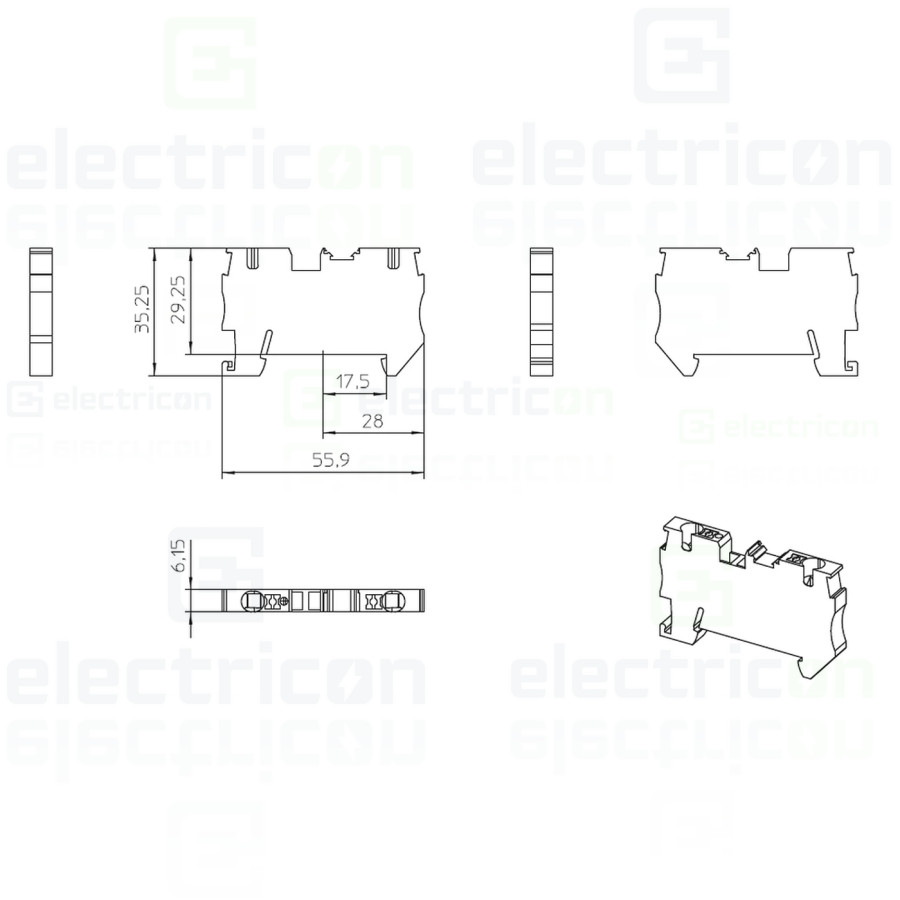 Clemă de derivație 4 mm² Clema șir, de trecere, 2 conexiuni, 4 mm²,albastru, PT 4 BU, Phoenix Contact, 3211760 – montaj rapid și