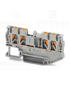 Clemă de derivație 4 mm² Clema șir, de trecere, 4 conexiuni, 0,14-4 mm²,gri, PT 2,5-QUATTRO, Phoenix Contact, 3209578 – montaj r