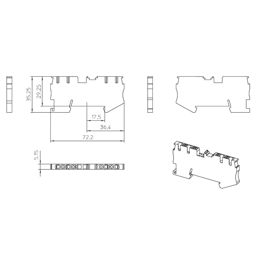 Clemă de derivație 4 mm² Clema șir, de trecere, 4 conexiuni, 0,14-4 mm²,gri, PT 2,5-QUATTRO, Phoenix Contact, 3209578 – montaj r