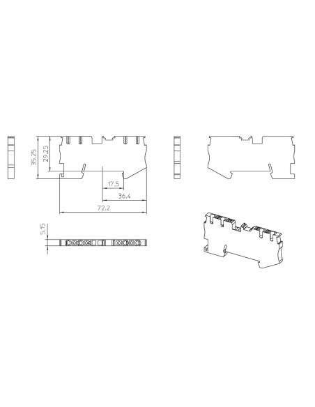 Clemă de derivație 4 mm² Clema șir, de trecere, 4 conexiuni, 0,14-4 mm²,gri, PT 2,5-QUATTRO, Phoenix Contact, 3209578 – montaj r