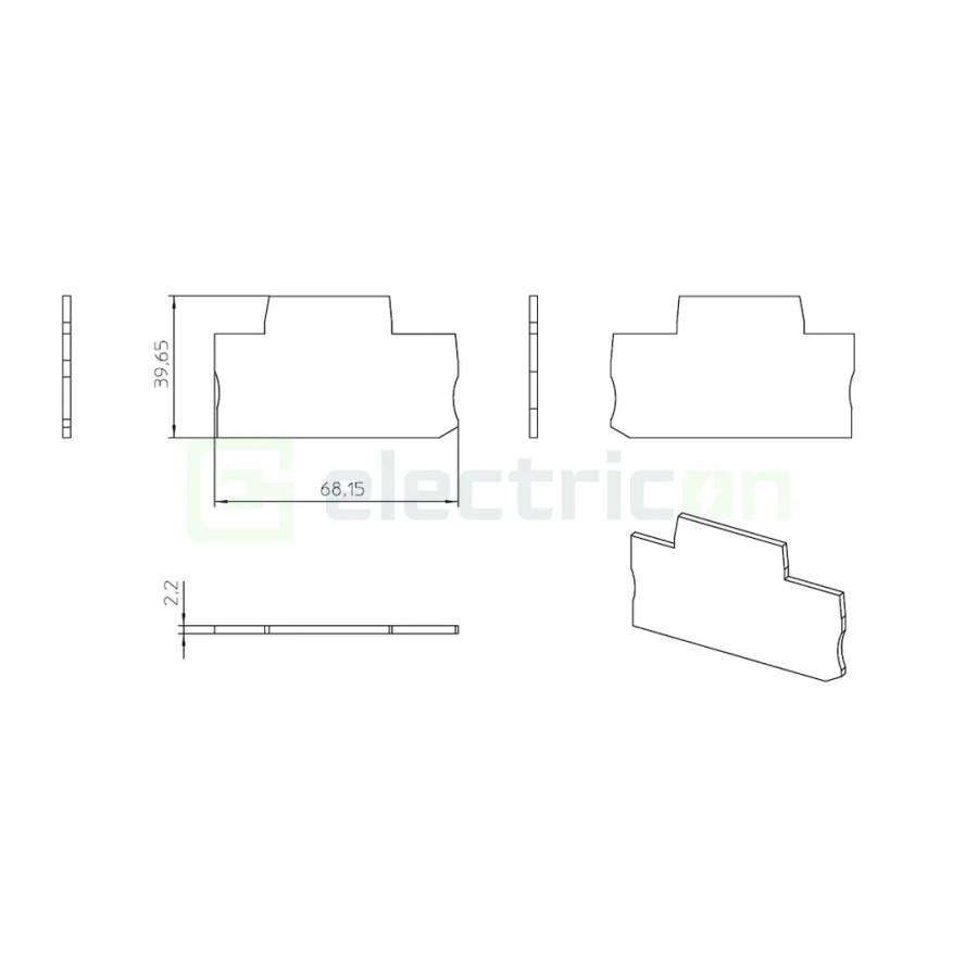Clemă de derivație Element terminal pentru clemele șir, seria PTTB, gri, D-PTTB 2,5, Phoenix Contact, 3211634 – montaj rapid și 