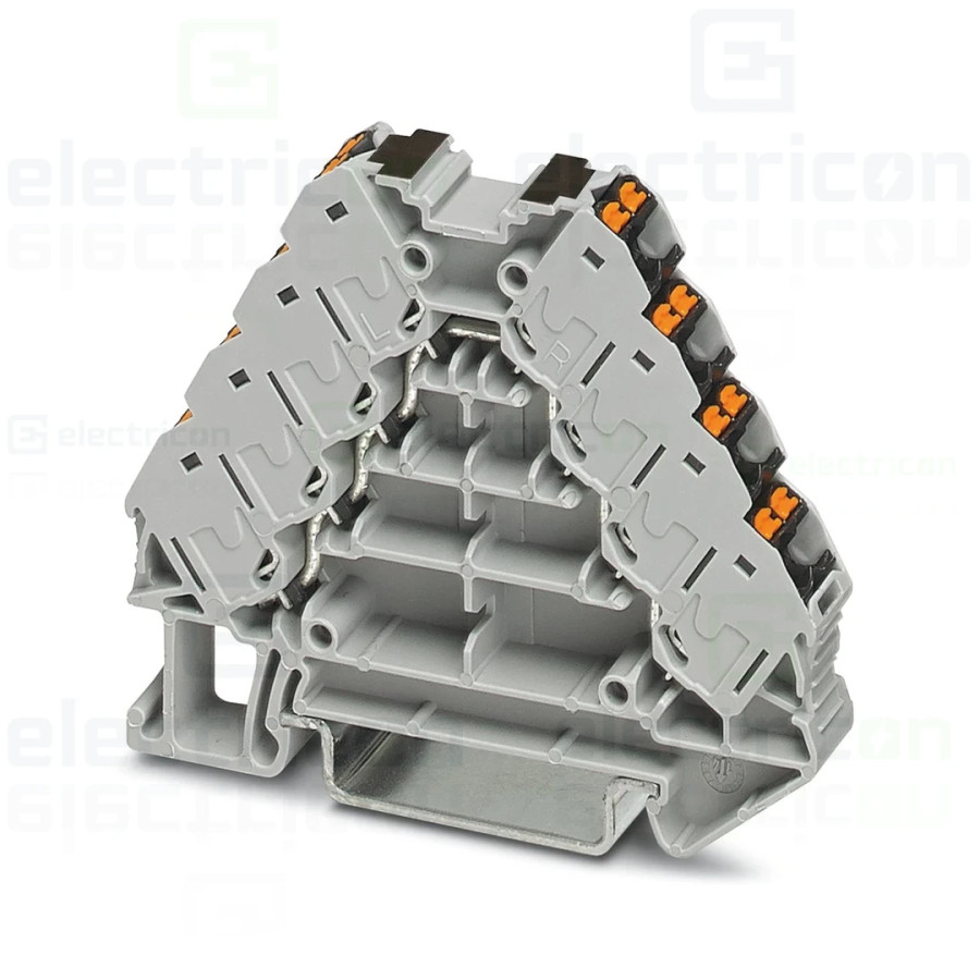 Clemă de derivație 5 mm² Clemă șir cu 4 etaje, 16 conexiuni, 0,14 - 2,5 mm², gri, PTRV 4-PV/BK, Phoenix Contact, 3270125 – monta