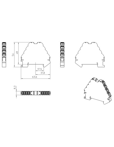 Clemă de derivație 5 mm² Clemă șir cu 4 etaje, 16 conexiuni, 0,14 - 2,5 mm², gri, PTRV 4-PV/BK, Phoenix Contact, 3270125 – monta