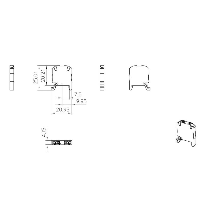 Clemă de derivație 5 mm² Clemă șir, micro format, 2 conexiuni, 1,5 mm². albastru, MP 1,5 BU, Phoenix Contact, 3248152 – montaj r